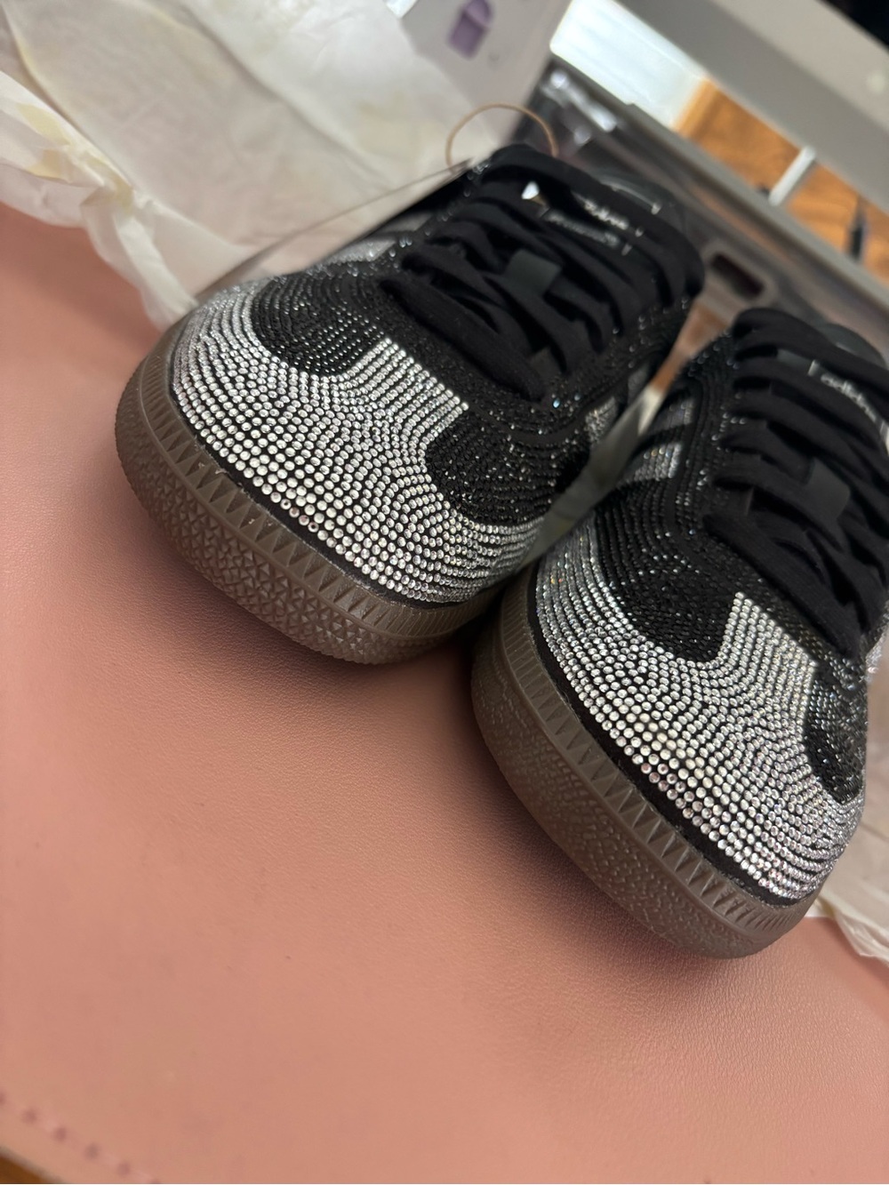 Adidas Black & Silver Rhinestone Samba Sneakers - Picture 6 of 7